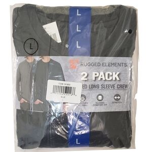 Rugged Elements Long Sleeve Crew Tees Men Blue/Gray 2-pack NWT